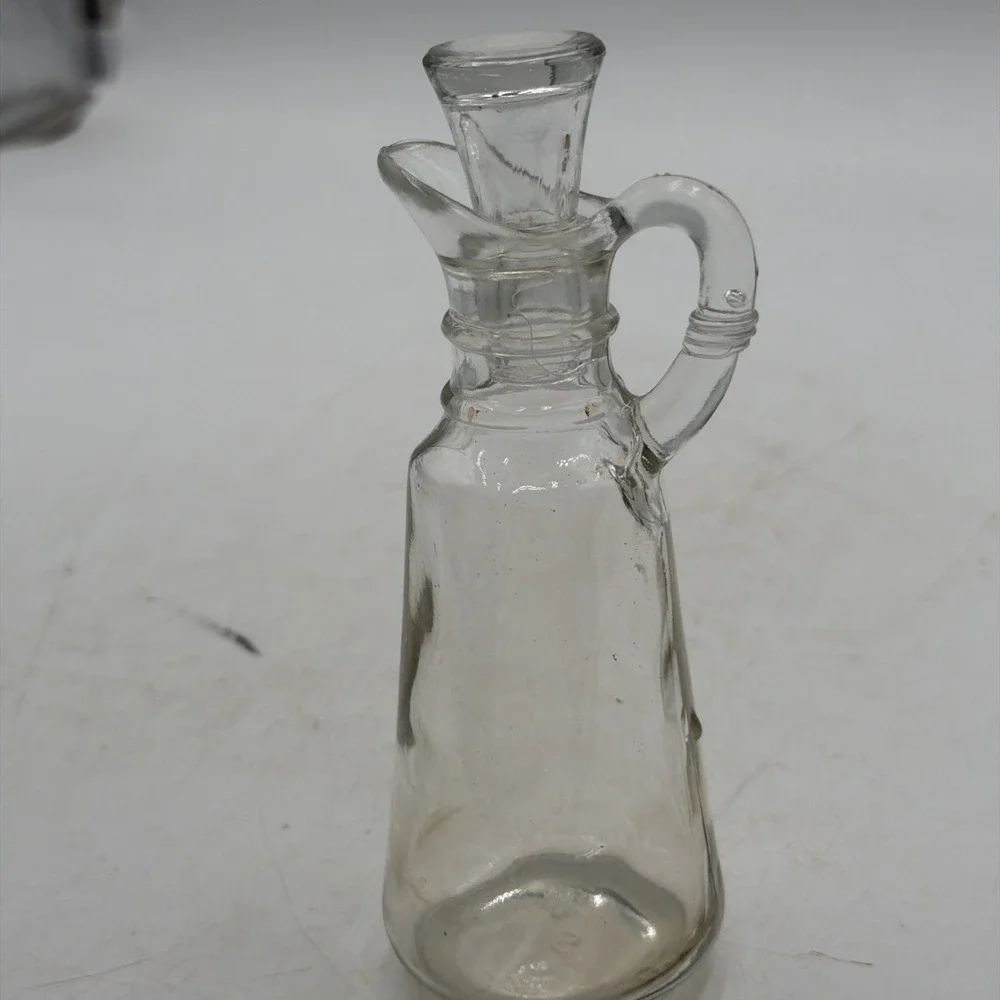 Vintage Anchor Hocking Clear Glass Cruet with Glass Stopper #16 & Imprint